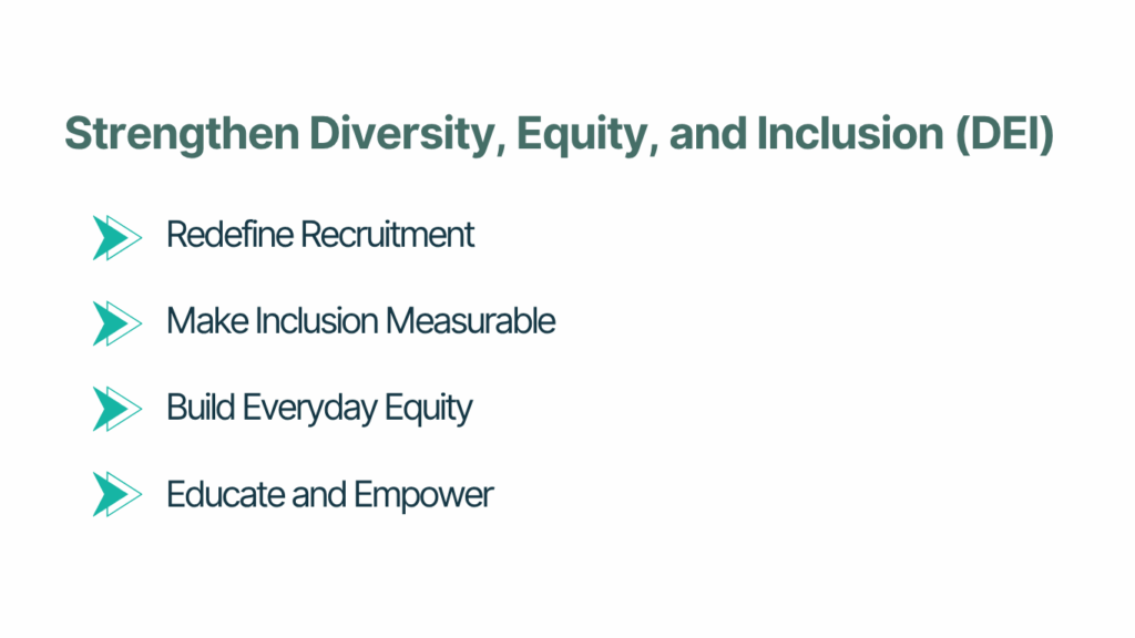Strengthen Diversity, Equity, and Inclusion (DEI)